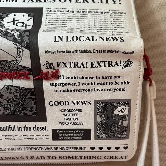 Betsey Johnson Black and White Newspaper Wristlet - Picture 13 of 15